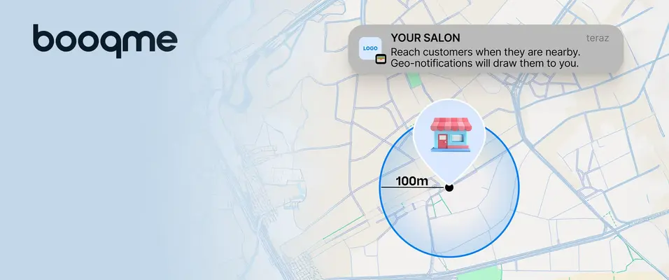 Helyalapú hűségkártya értesítés megjelenítve egy szalon közelében